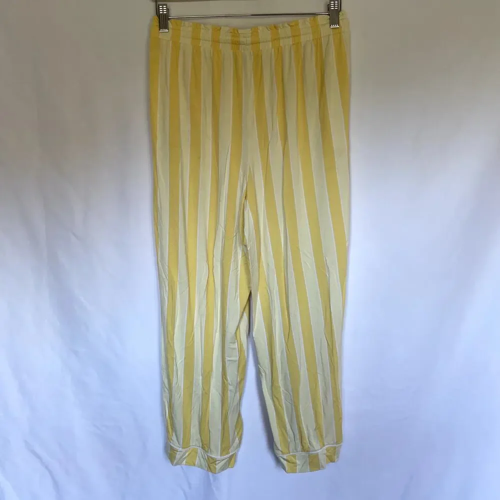 LOFT sleep‎ notch collar capri pajama pants white yellow soft women's S modal